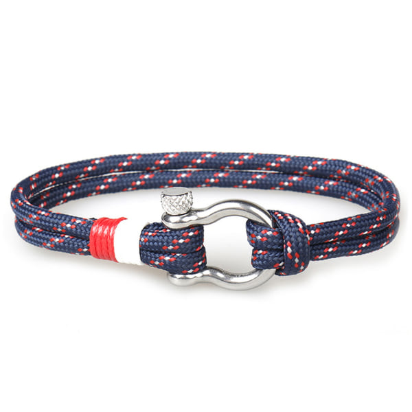 Marine Blue Fabric Armbånd Rope Mænds Label Metal Buckle blå