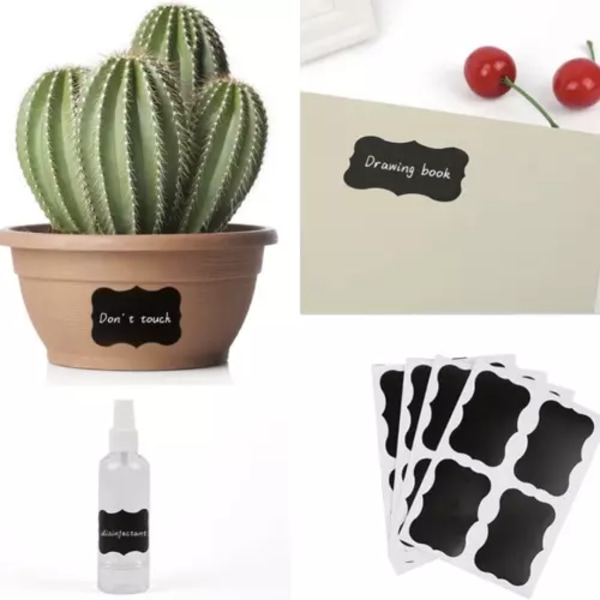 Stylusetiketter | Mærkning af krukker | 24 etiketter + pen sort