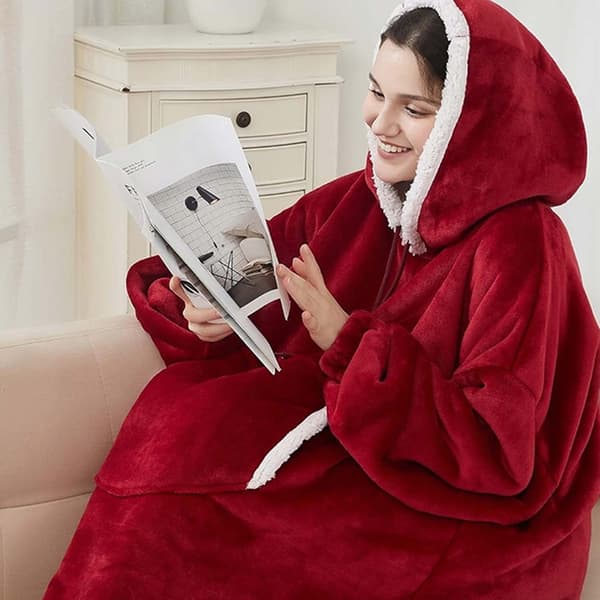 100% Bomull Oversize Teppe Snuggie Rød rød one size