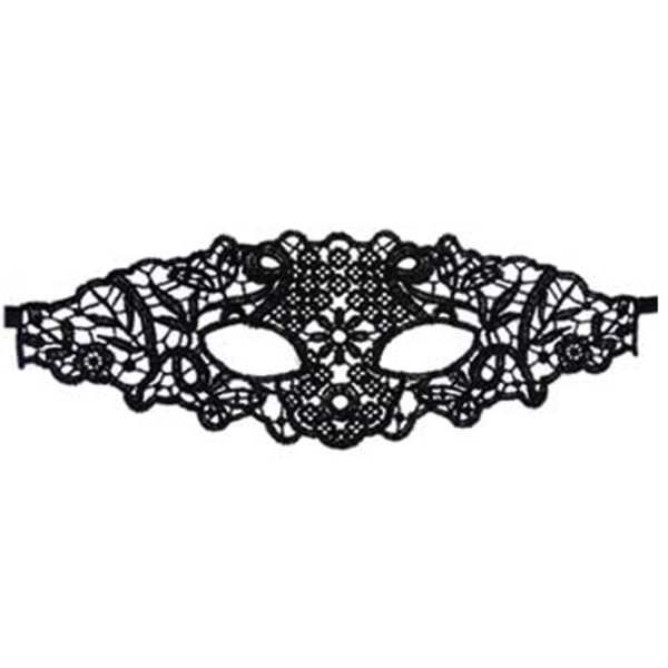 Maskerad Mask Venetiansk Ögonmask i Spets Lace svart