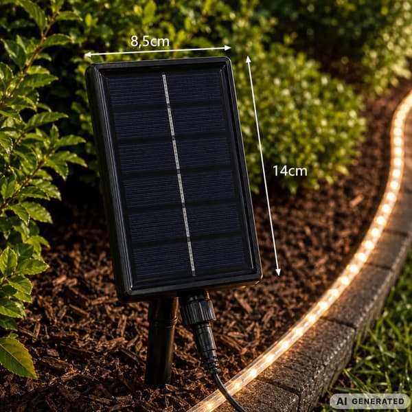 Solar LED Strip 10m IP65 vanntett med fjernkontroll