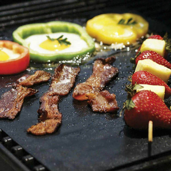 2-Pack Grillmatta Ugnsmatta Bakningsmatta - Non Stick 40x33cm svart