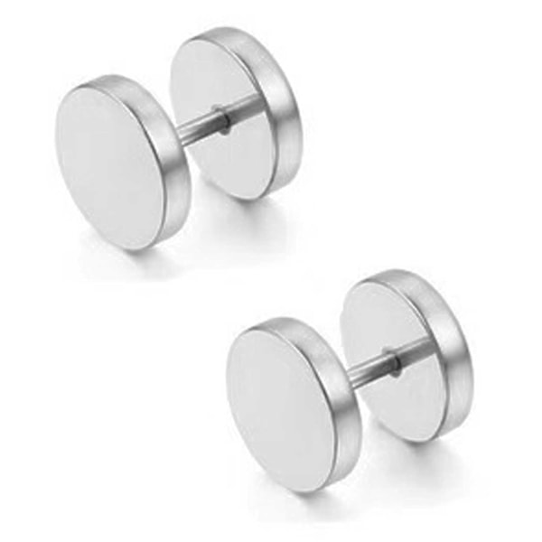 2-pakke falsk stik falsk forlængelse Øreringe piercing juvel sølv - 10mm sølv