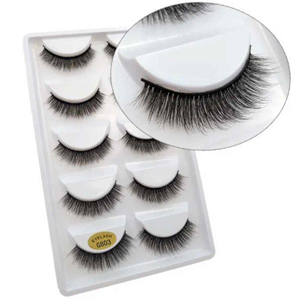5 -parkki silmäripset 3D faux Mink - G803 Black musta