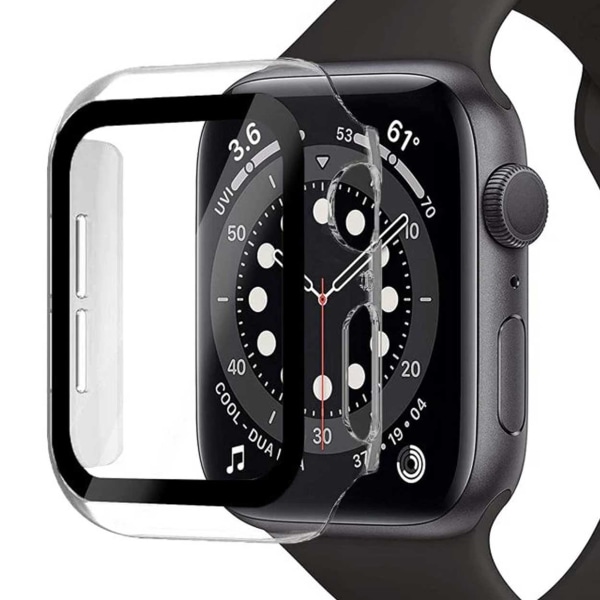 Sag Apple Watch 7 45 mm skal med tempereret glas gennemsigtig sort