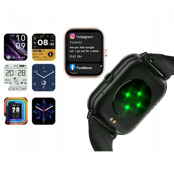 FitPro Bluetooth Smartwatch med 2 stk Armbånd | Puls, Blodtryk, Søvn og Bevægelse Sort sort