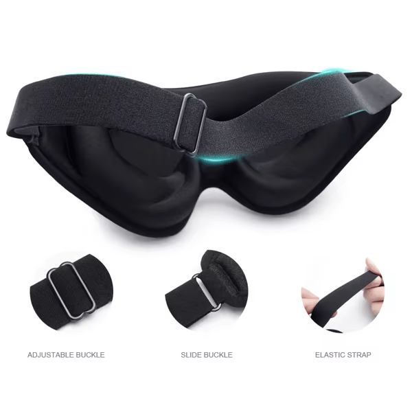 3D øyemaske for dvale – blackout øyemaske i memory foam for reise og søvn svart