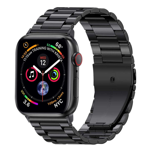 Apple Watch 38/40/41 Link -rannekoru metallimusta musta