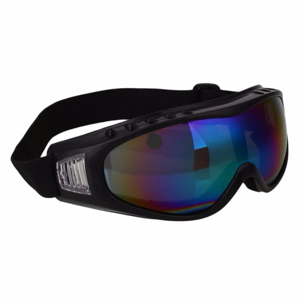 Svarta Skidglasögon Spegelglas Regnbåge Goggles MC MX UV-Skydd svart