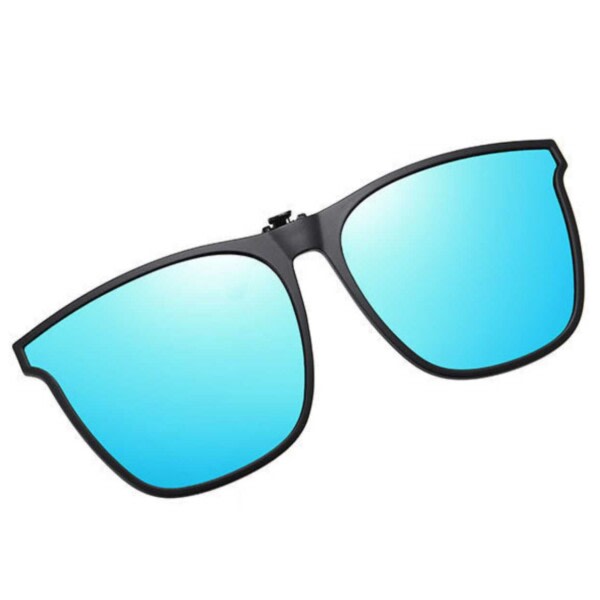 Clip-on Solglasögon - Fäst på befintliga Glasögon - Spegelglas Blå blå