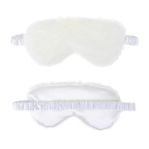 Soft Furry White Sleeping Mask Fluffy Eye Mask Flight Travel hvid one size