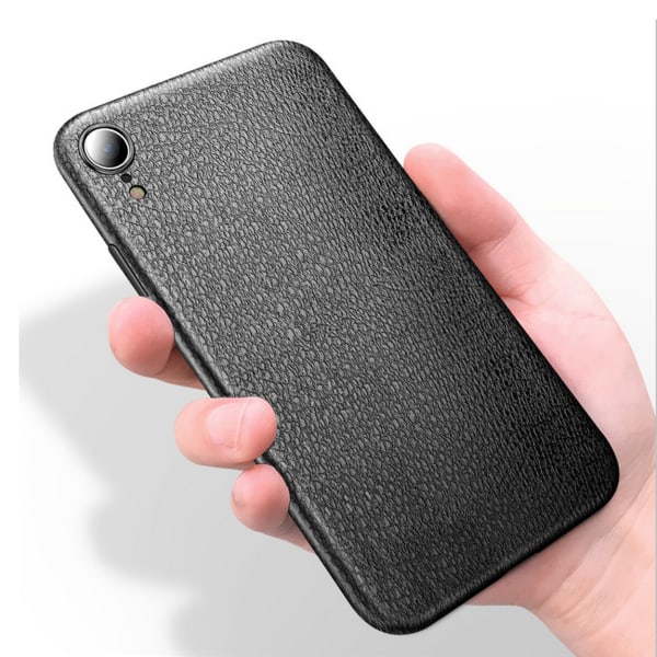 iPhone XS Max Mobile Shell Black Leather Leather svart