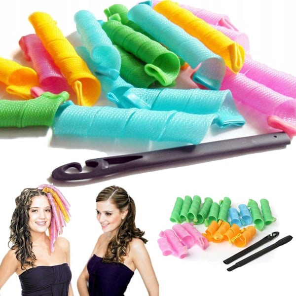 Hårrullar Heatless Curling Papiljotter 18-Pack flerfärgad