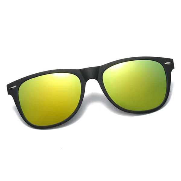 Polariserte Wayfarer Clip On Solbriller Flip Up Gold Mirror Linses gull