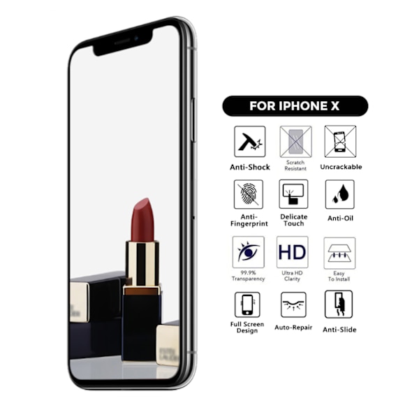 iPhone X Heltäckande Spegel Mirror HD Skärmskydd silver