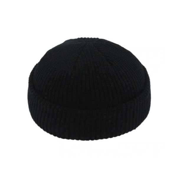 Musta sotar -korkki talvikalkki kylkiluun neulottu hattu musta