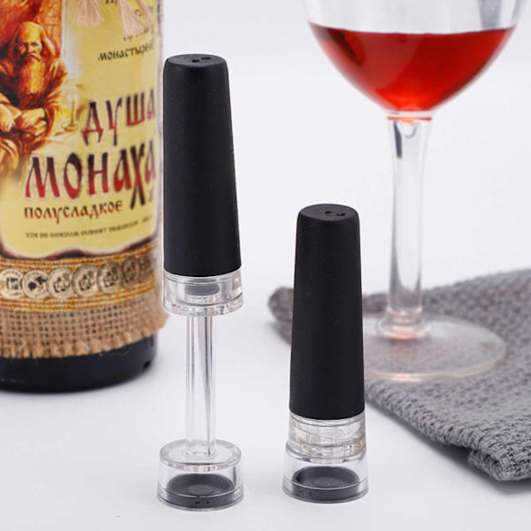 2-Pack Universal Vakuumkork till Vin - Flaskkork med Pump svart
