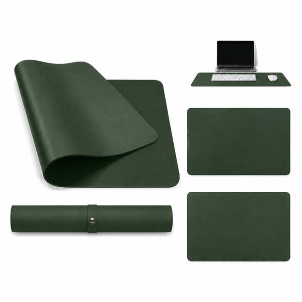 Grønt skrivebordsunderlag deskmat 90x40 cm PU-lær grønn