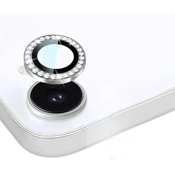 iPhone 16e Linsskydd Kameraskydd Härdat Glas med Strassring Silver Silver