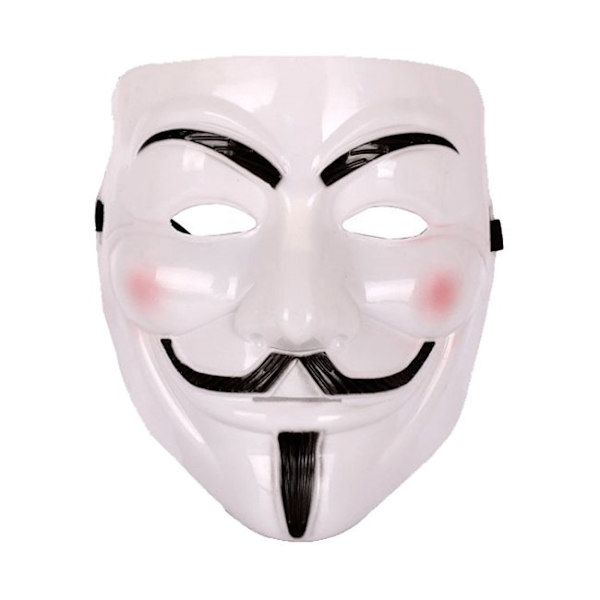 3-pack Guy Fawkes / V Vendetta / Anonyymi naamio valkoinen