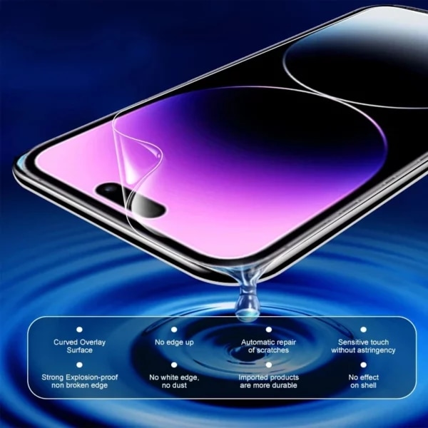 2-pack Kattava iPhone 14 Pro Max -näytönsuoja TPU läpinäkyvä