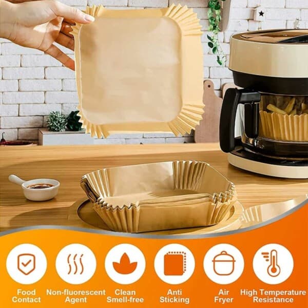 STORPACK Fyrkantiga Air Fryer Papper 300-pack för Luftfritös 17cm brun
