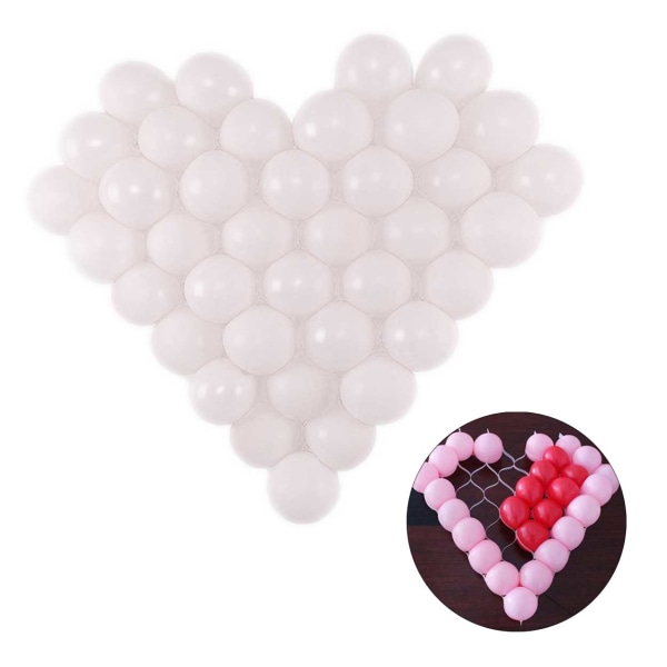 Hvid ballon hjerte - ballon mesh hjerte formet med hvide balloner hvid