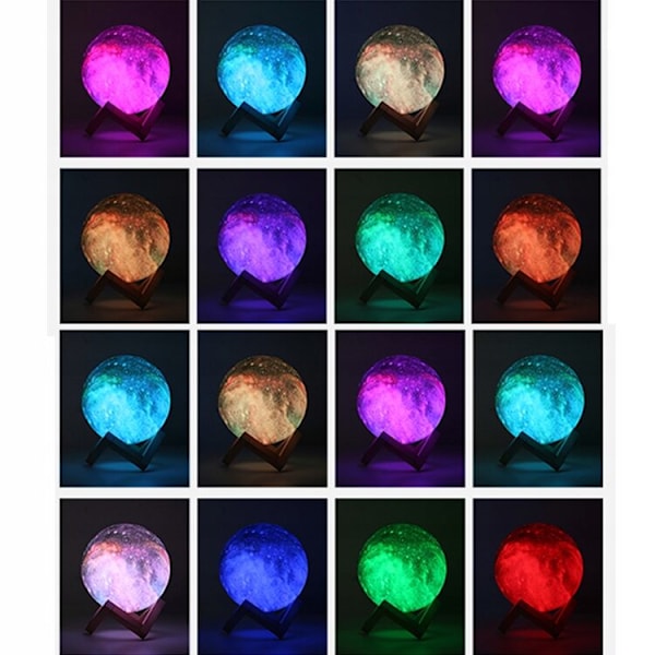 3D RGB Moon Lamp kaukosäätimellä | Nebula 16 Väriä 4 Modea 15cm