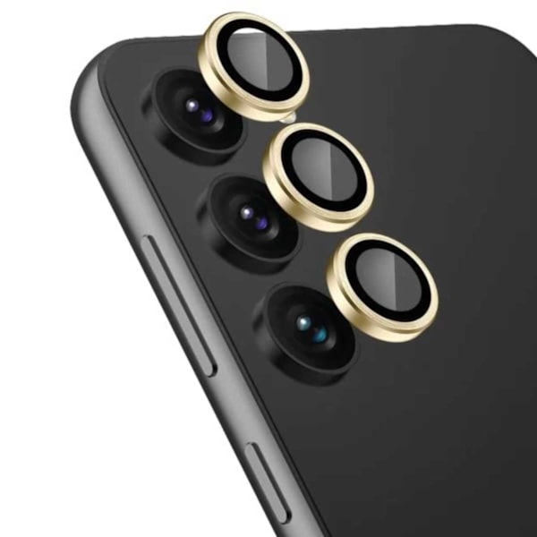 Samsung Galaxy S23/S23 Plus Kameraskydd Metall Härdat Glas Guld guld
