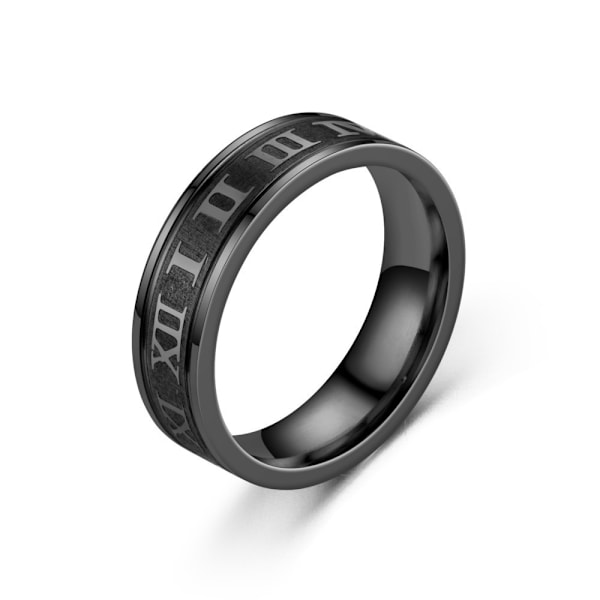 Smal Ring med Romerska Siffror Svart 9