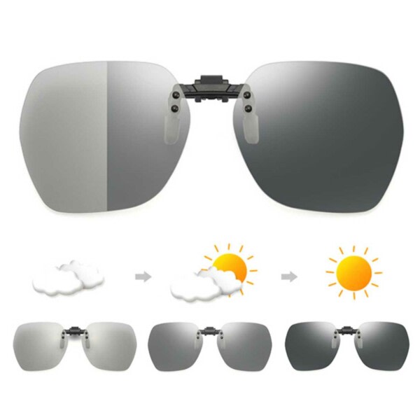 Klip -på solbriller til briller dag/nat - grå grå e05a | Grå | Fyndiq