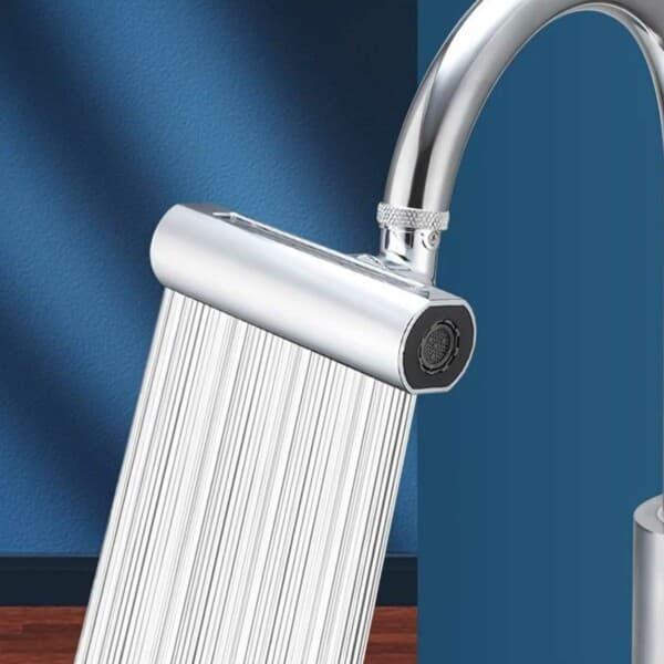 Kranmunstycke Kökskran med Vattenfall - 360 Roterande Adapter Silver silver