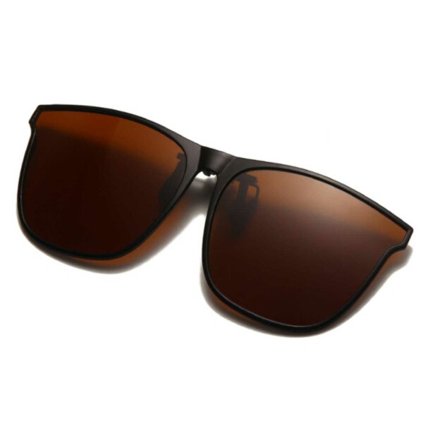 Clip -on -aurinkolasit - kiinnitetty olemassa oleviin laseihin - ruskeat ruskea