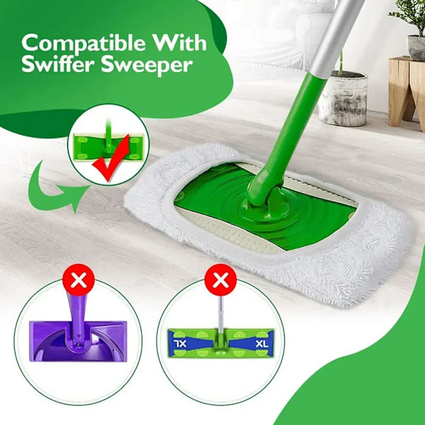 Gjenbrukbar Premium Swiffer mikrofiberklut Grå/Hvit 25,4x11,5cm hvit