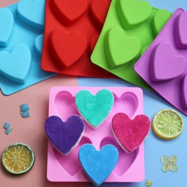 Silikonform for baking 4 hjerter muffins og cupcakes