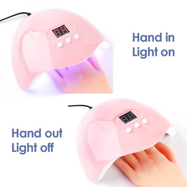 54W UV/LED -lampe til negle med timer - neglelampe pink