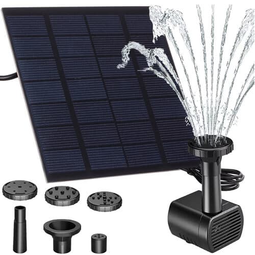 Solcellsdriven Fontän | Vattenpump för Fågelbad och Fontäner svart