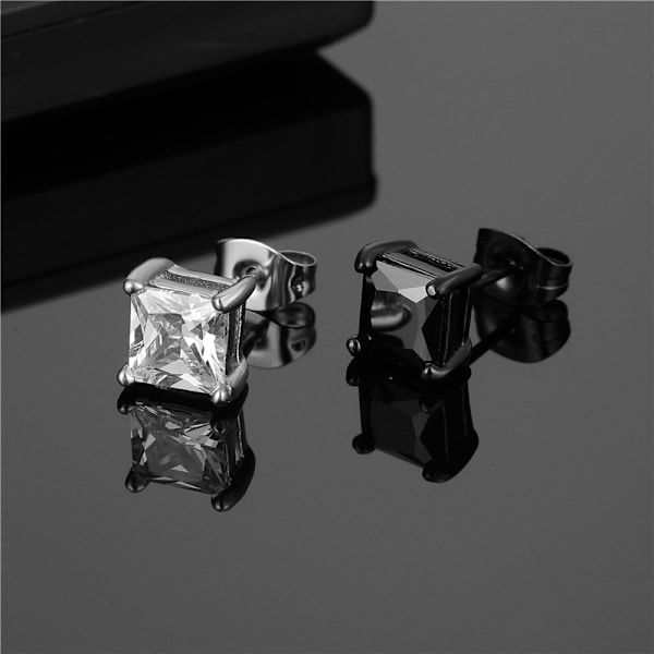 Piercing ørering Square Crystal CZ Black svart