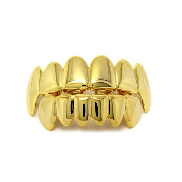 2-pack Grillz Hip Hop Gold Dental Bling Gold Teeth A $ AP guld