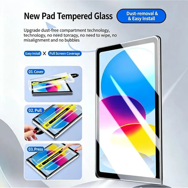 Easy Install iPad Mini 1/2/3 (7,9 tommer) Skjermbeskytter HD Herdet Glass Transparent