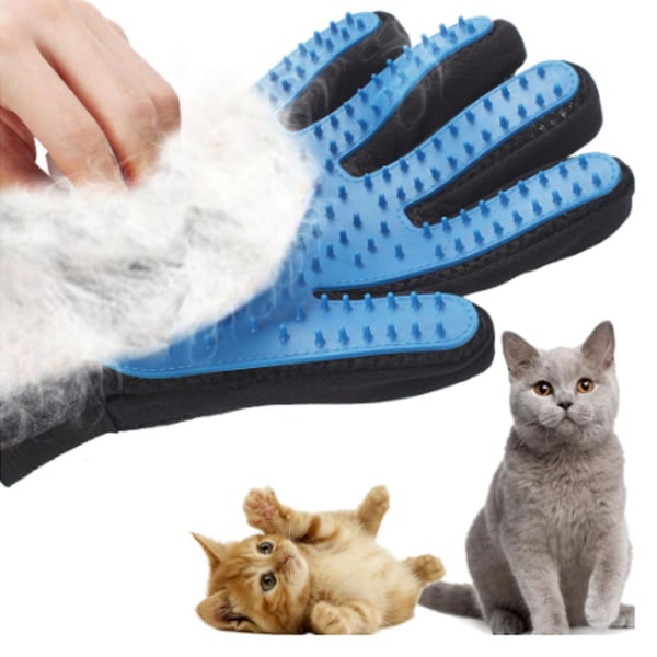 Børste handske til hunde katte kæledyr dyre pels børste blå