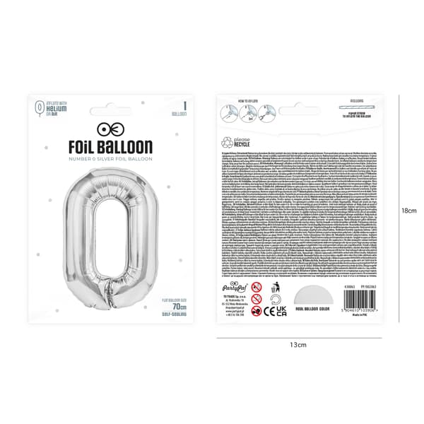 Folieballong Tall 0 Sølv 70 cm sølv
