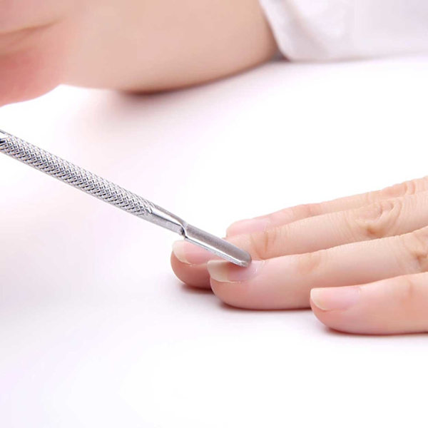 Cuticle Pusher 2-i-1 negleværktøj rustfrit stål sølv sølv