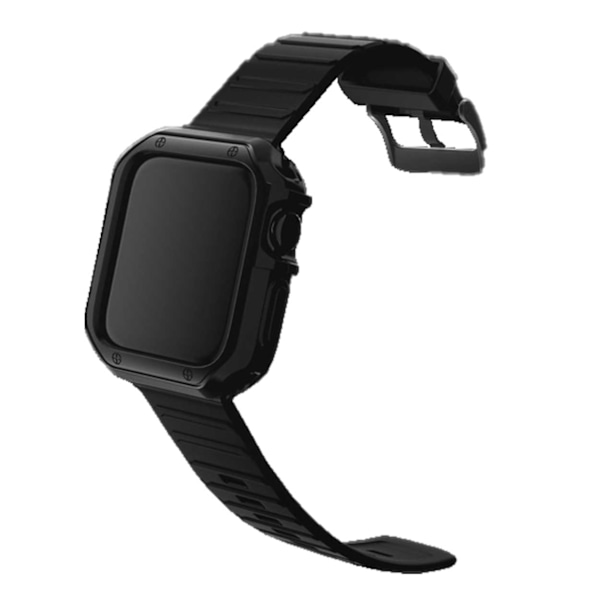 Apple Watch 42/44 / 45mm Black Armbånd + TPU Shell Bumper Black sort