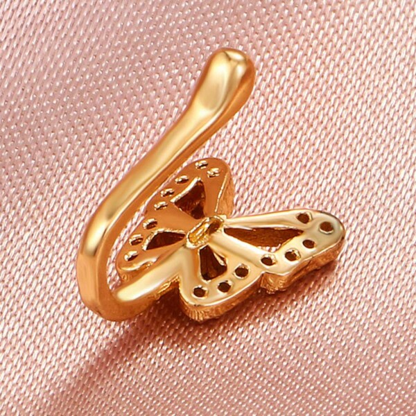 Clip-on Naspiercing Butterfly med krystaller guld sølv