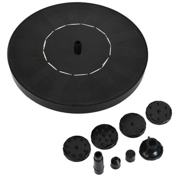 Stor Solcellsdriven Fontän med Batteri och Belysning 16cm svart