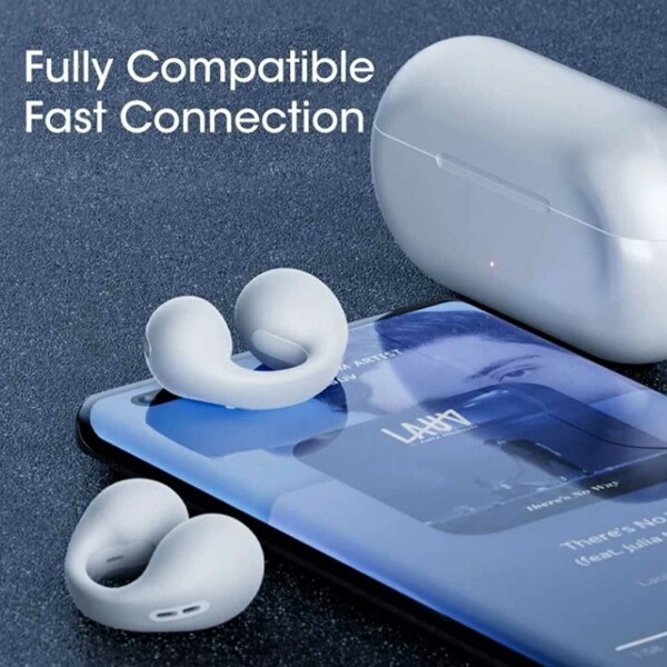 Clip On TWS Hörlurar Bluetooth 5.3 Träningshörlurar Vit vit