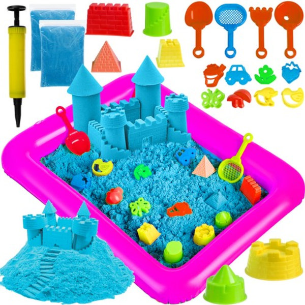 Magic Sandbox | 2kg muovattavaa hiekkaa luovaan leikkiin | Lomakkeet ja työkalut monivärinen