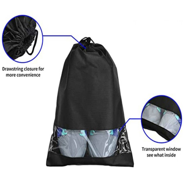 10 -pak opbevaringspose til sko med vinduer til rejser - sort sort