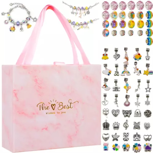 Kreativt Smyckeset för Barn | Gör dina egna Armband med Berlocker rosa